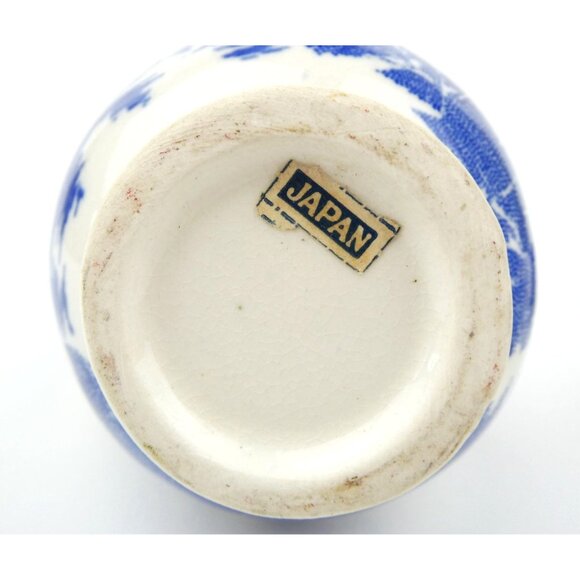 Set Of 2 Vintage Blue & White Ceramic Oil & Vinegar Cruet Pitchers With 1 Lid - Picture 16 of 16